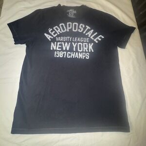 Vintage Aeropostale Shirt XL Black AERO 87 New York NY Varsity League Y2K 90s